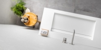 B DUTCH Wastafels Van Corian Solid Surface, Design Mat Witte Wastafels